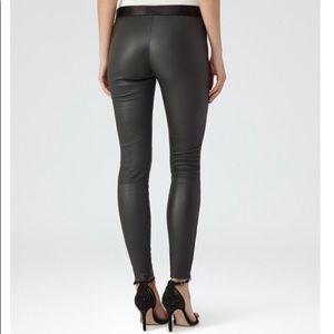 Reiss Leather leggings in olive